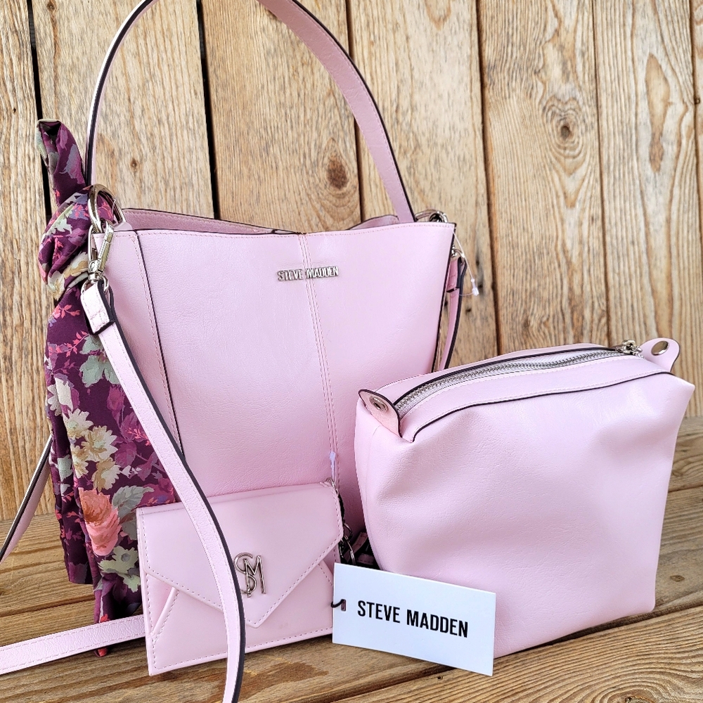 *Rare* Steve Madden Pink Frost Bucket Bag With Matching Wallet